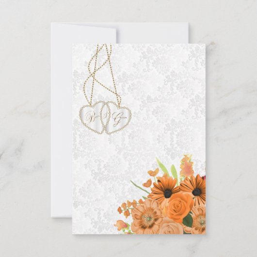 Oranje boeket bloembloemen sparen de datum save the date (Achterkant)