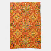Oranje Boho Abstract Bloem Decoratief Theedoek (Verticaal)
