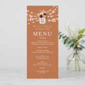 Oranje Boho Bloemige Bruiloft Menu (Staand voorkant)