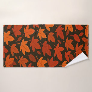 Oranje Boho Herfstbladeren Badhanddoek