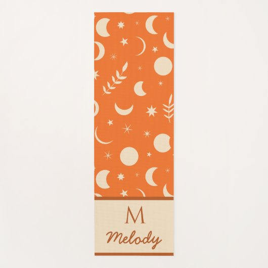 Oranje Boho Moon Phasepatroonmonogram Yogamat (Voorkant)