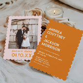 Oranje Boho Retro 70s Disco bruiloft Kaart