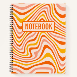Oranje Boho Retro Abstracte golvende lijnen Notitieboek