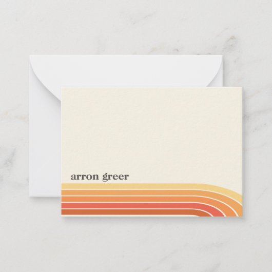 Oranje Boho Retro Stripes Notitiekaartje (Voorkant)