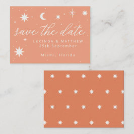 Oranje Boho Starry Wedding Save the Date Kaart Notitiekaartje