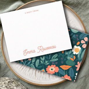 Oranje Boho Wildflower Patroon Script Note van Notitiekaartje