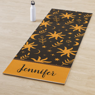 Oranje boho zon en maan Aangepaste naam Yogamat