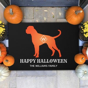 Oranje bokser dog happy halloween familienaam deurmat