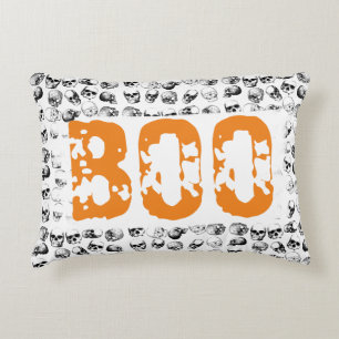 Oranje Boo Halloween Spooky Skull Patroon Accent Kussen