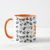 Oranje Boo Halloween Spooky Skull Patroon Mok (Links)