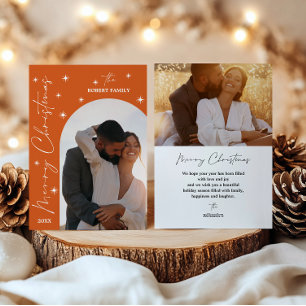 Oranje Boog Modern Schrift 2 Foto Prettig Kerstfee Feestdagenkaart