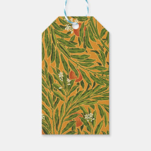 Oranje boom  behangpatroon Art Nouveau Cadeaulabel
