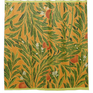 Oranje boom behangpatroon Art Nouveau Douchegordijn