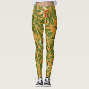 Oranje boom behangpatroon Art Nouveau Leggings
