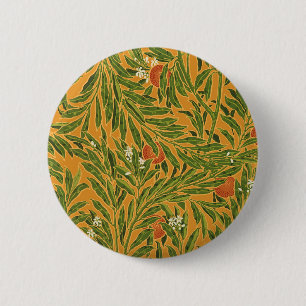 Oranje boom behangpatroon Art Nouveau Ronde Button 5,7 Cm