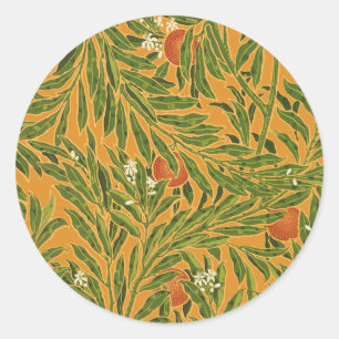Oranje boom behangpatroon Art Nouveau Ronde Sticker