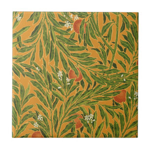 Oranje boom behangpatroon Art Nouveau Tegeltje