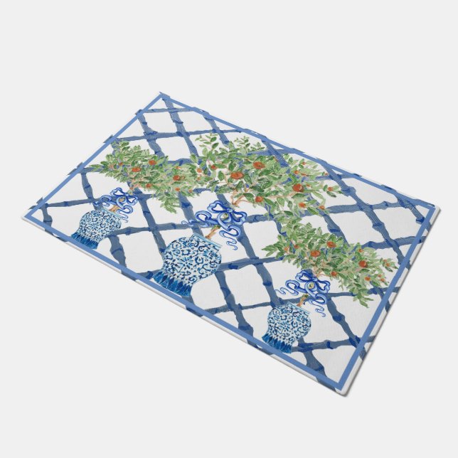 Oranje boom Chinoiserie Ginger Jar Topiary Deurmat (Schuin)