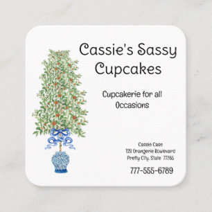 Oranje boom Chinoiserie Ginger Jar Topiary Vierkante Visitekaartje