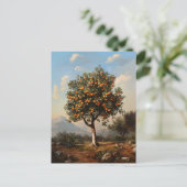 Oranje Boom Landschapsschilderkunst Briefkaart (Staand voorkant)