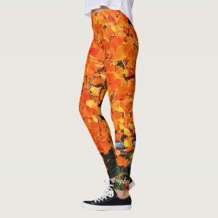 Oranje boom met Gepersonaliseerde Naam Leggings