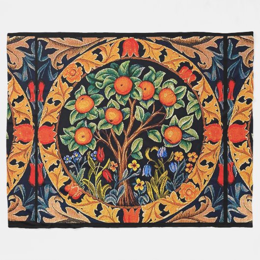 ORANJE BOOM MET GROENE LEZEN, STROMEN FLEECE DEKEN (Voorkant (Horizontaal))