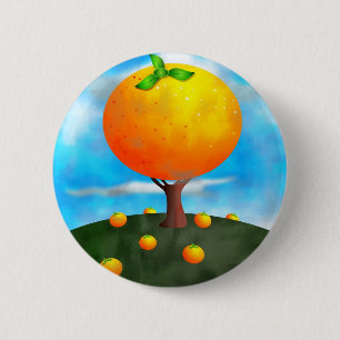 Oranje boom ronde button 5,7 cm