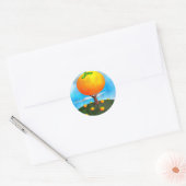Oranje boom ronde sticker (Envelop)