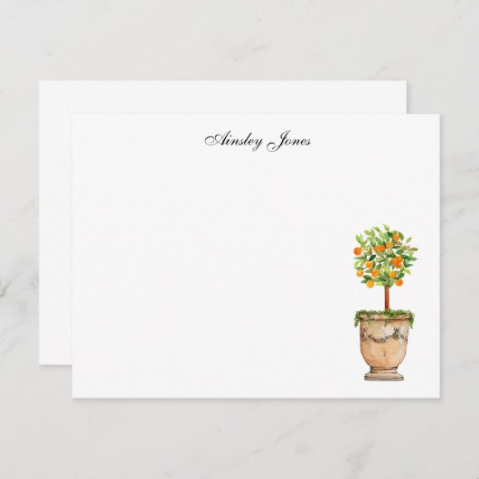 Oranje - boomcitrustopiaire illustratie bedankkaart (Voorkant / Achterkant)