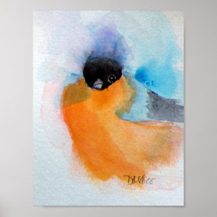 Oranje borstgevogelte Waterverf Poster