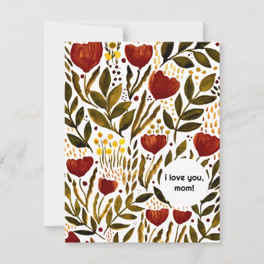 Oranje Botanisch Ik hou van je moeder Moederdag Feestdagenkaart (Voorkant)