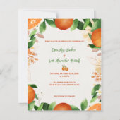 Oranje botanische citrus boomgaard bruiloft uitnod (Voorkant)