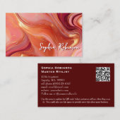 Oranje Bourgogne en Goud gemarmerd Visitekaartje Kortingskaartje (Voorkant / Achterkant)