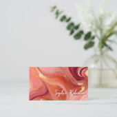 Oranje Bourgogne en Goud gemarmerd Visitekaartje Kortingskaartje (Staand voorkant)