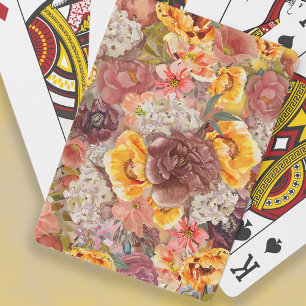 Oranje Bourgondië Crème Waterverf Bloem Pokerkaarten