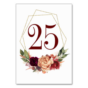 Oranje Bourgondische Bloemen Herfst Trouwtafel Num Kaart