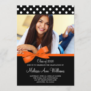 Oranje Bow Polka Dot Foto Afstuderen Aankondiging