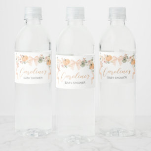 Oranje Bow Pumpkin Baby shower Waterfles Etiket