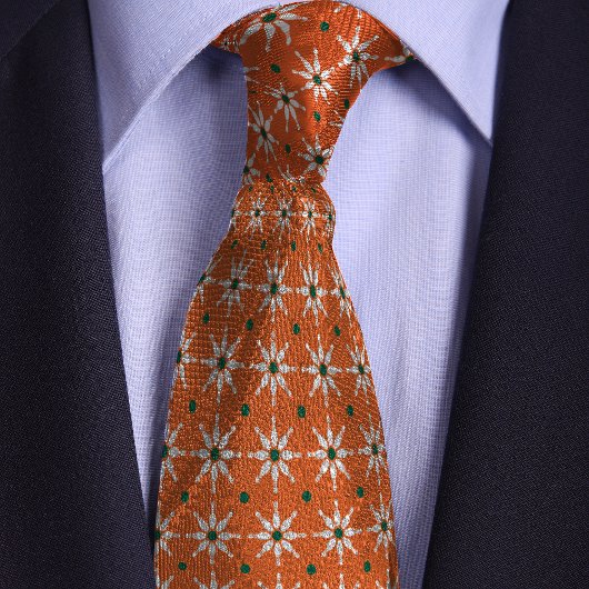 Oranje Bowling Pin Flower Pattern Stropdas
