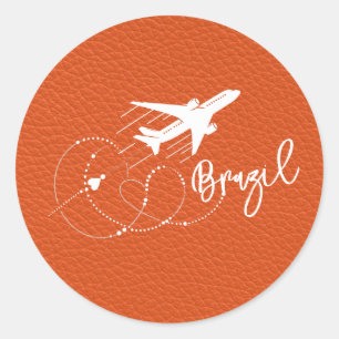 Oranje Braziliaans paspoort Ronde Sticker