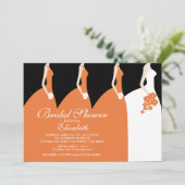 Oranje Bridesmaids Bridal Shower Invitation Kaart (Staand voorkant)