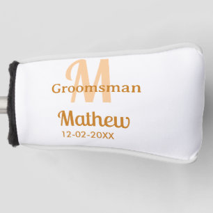 Oranje bruidsjonker naam letter datum mannelijk pa golfheadcover