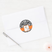 Oranje bruiloft Monogram Damask Seal Ronde Sticker (Envelop)