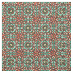 Oranje bruin rood Turquoise Green Orient Bali Art Stof