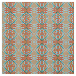 Oranje bruin Turquoise Blauw Eclectisch Stof