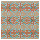 Oranje bruin Turquoise Blauw Eclectisch Stof (Close Up)