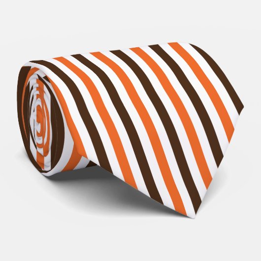 Oranje bruin verticaal strepenpatroon stropdas (Opgerold)