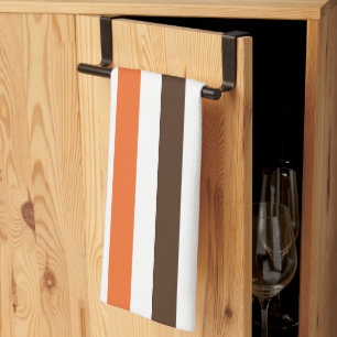 Oranje bruin verticaal strepenpatroon theedoek