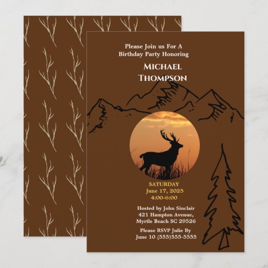 Oranje-bruin-zondag-uitnodiging Kaart (Voorkant / Achterkant)