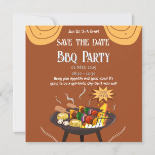 Oranje Bruine BBQ Save the Date Kaart